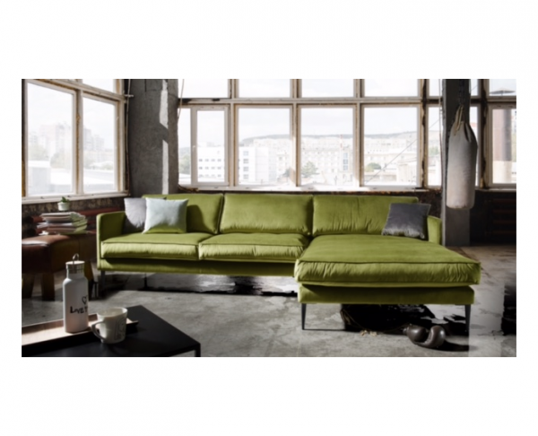 Sofa-Vorschlag FRITZ Nr. 3 in Samt-Velours hunter-grün mit Metallfuß J