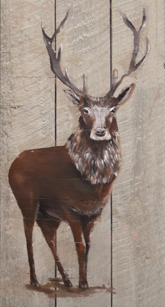 Wandbild auf Holz BRUNFT-HIRSCH No. 1, 98.241