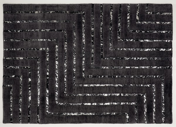 Leder/Viskose-Teppich NEW YORK, 170 x 240 cm, schwarz/silber